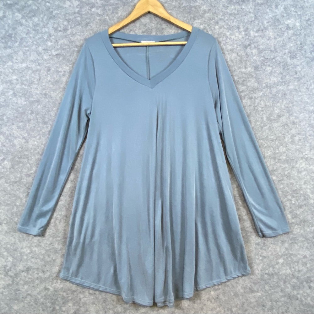 Jodifl Swing Dress Size L Sage Green Ribbed Pockets Above Knee Long Sleeve Comfy